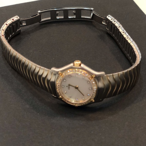 EBEL Wave Diamond 2 Tone Bracelet 18K YG/SS Watch - Picture 13 of 16